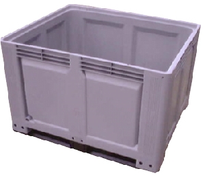UB264P/SD&nbsp;&nbsp;Solid sides and base. 2 skids on long 1200mm dimension. Used once only for
importation of citrus fruit. Hi-volume 660 litres capacity. 125mm ground
clearance. Grey colour, as new condition (used only once)