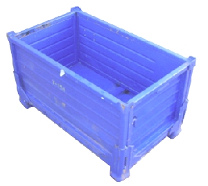 UB275P USED COLLAPSIBLE BOX PALLET&nbsp;&nbsp;Heavy duty collapsible steel Box Pallet with corrugated steel sides and base.
RHS construction throughout. No gate access. 90 x 90mm block stacking feet
with stacking locators to all four corners. 100mm ground clearance. Finish
mostly paint with some surface rust. Condition generally good.