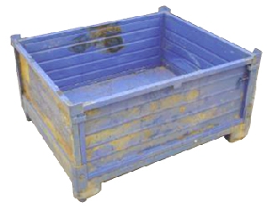 UB372P/1 USED COLLAPSIBLE BOX PALLET&nbsp;&nbsp;Collapsible heavy duty steel box pallet with corrugated steel sides and base.
No gate access. Heavy duty construction. Paint finish with some surface rust.
Very strong and sound.