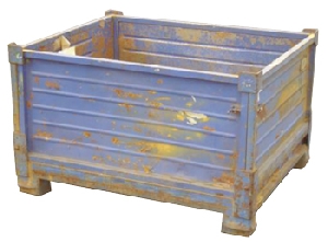 UB372P&nbsp;&nbsp;Collapsible steel Box Pallet with sheet steel sides and base. No gate
access. 125mm ground clearance. Paint finish with some surface rust.