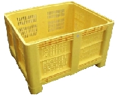 UB264P/19 USED RIGID PLASTIC BOX PALLET&nbsp;&nbsp;New rigid plastic Box Pallet moulded from HDPE. Slotted sides and base. Two skids running the long dimension. 600 litre capacity. Contenur design. Brand new as opposed to once used. Colour yellow.
PALLET