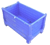 UB275P USED COLLAPSIBLE BOX PALLET&nbsp;&nbsp;Heavy duty collapsible steel Box Pallet with corrugated steel sides and base.
RHS construction throughout. No gate access. 90 x 90mm block stacking feet
with stacking locators to all four corners. 100mm ground clearance. Finish
mostly paint with some surface rust. Condition generally good.
