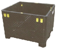 UB269P/1 USED COLLAPSIBLE PLASTIC BOX PALLET&nbsp;&nbsp;Fully collapsible plastic box pallet from HDPE structural foam. Half drop gate on
one long dimension. Having solid sides, perforated base, free access on short
dimension. Colour black, very good condition.